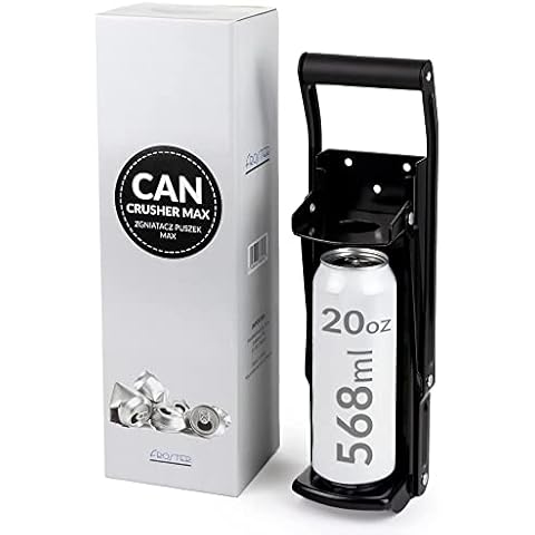 Froster Can Crusher MAX, Crushes 20 oz Cans 568ml Pint Beer Can, Plastic Bottle Crusher for Recycling, Wall Mounted, Sturdy Cover