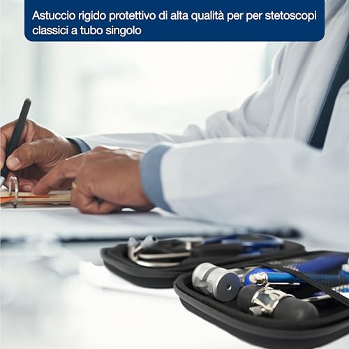 GIMA Stethoskop-Etui, starre Schutzhülle für klassisches Einzelschlauch-Stethoskop, vorgeformter Innenraum, Innentasche für Zubehörteile und Außengriff, Schwarz, Größe 28 x 16 x 5 cm