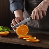Wakoli EDIB nóż uniwersalny ze stali damasceńskiej z rdzeniem VG10, ostrze 12,5 cm, ostry i ergonomiczny, rękojeść z drewna Pakka, w eleganckim pudełku, mały nóż kuchenny do owoców i warzyw