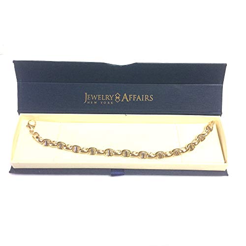 14K Yellow And White Gold Oval Mariner Link Mens Bracelet, 8.5" #TOP5