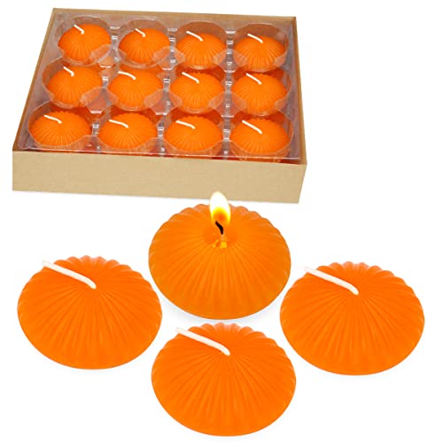 Orange Floating Candles for Cylinders, 24 Pack, 2 Inches