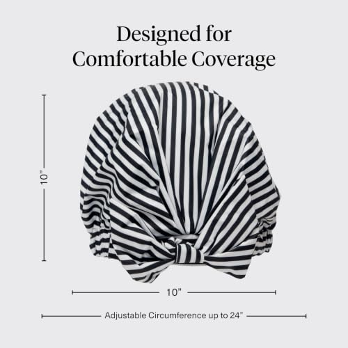 Image of Kitsch Luxury Large Shower Cap for Women - Stripe | Shower Caps for Women Reusable Waterproof - Non-slip, Comfortable Quick-dry Hair Shower Cap for All Hair Types