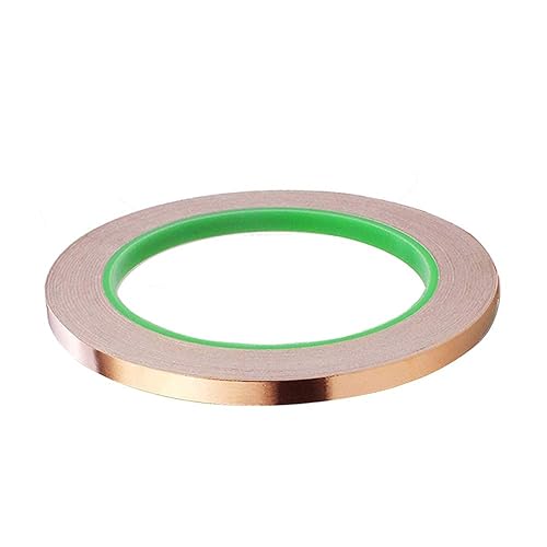 Miniatura 7 de Oubaka Cinta de lámina de cobre, cinta de cobre adhesiva conductiva de doble cara para blindaje EMI, circuitos de papel, reparaciones eléctricas,