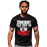 Iron Addicts The Baddest Tee Shirt - Weightlifting Graphic Tee - Motivational Shirt for Working Out - Black Athletic Fit Tees for Men (Small)