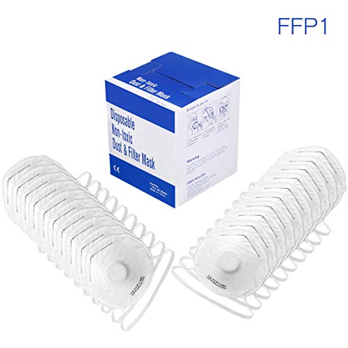 Preisvergleich Produktbild Atemschutzmaske NASUM 20Stk, FFP1 Hochwertige Staubmaske für Mundschutz, individuell Verstellbare Feinstaubmaske und faltbar, für Smog-Wetter / Krankenhäuser / Bergbau