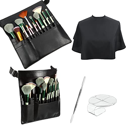 Professional Makeup Artist Tools - 4 Piece Set with Brush Bag, Mixing Tray, Foundation Tray & Spatula, Salon Apron