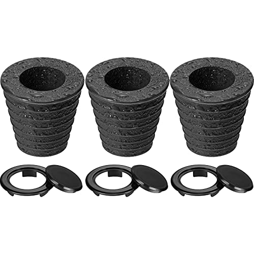 Pelopy 3 Sets Umbrella Cone Wedge and Table Umbrella Hole Ring and Cap Set for Outdoor Patio Umbrella, Umbrella Pole Diameter 1.5 Inch or Smaller, Black