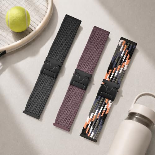 Image of HSWAI Magnetic Braided Compatible with Fitbit Versa 4 Bands for Women /Versa 3 /Sense /Sense 2 Bands, Soft Stretchy Sport Strap Woven Loop Elastic Nylon Wristbands Men