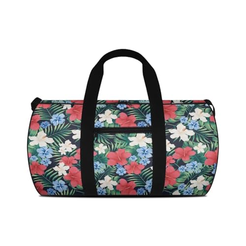 Hibiscus Flower Duffle Bag for Travel Tropical Travel Duffel Bags for Women Portable Carry On Personal Item Bag for Flying Weekender Bags with Adjustable Strap