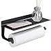 Hoomtaook Küchenrollenhalter Schwarz Rollenhalter Wandrollenhalter für Küchenkrepp Ohne Bohren, Aluminium, Matte Finish, Papierrollenhalter Küchenrollenhalter Schwarz