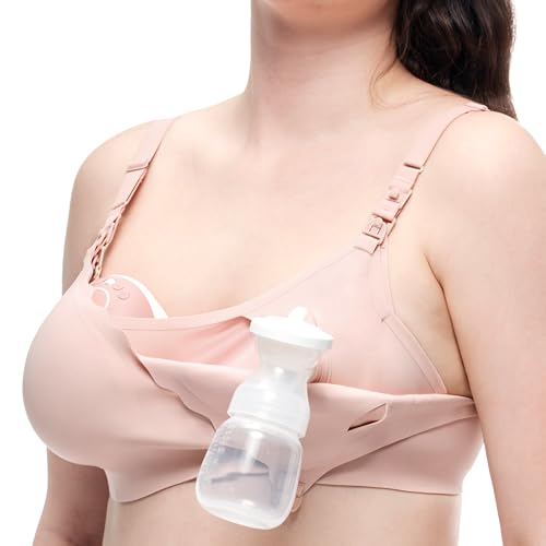 momcozy 4-in-1 Hands-Free Pumping Bra with Cooling Fabric & Jelly-Strip Support Nursing & Breast Pump Bra for All-Day Wear