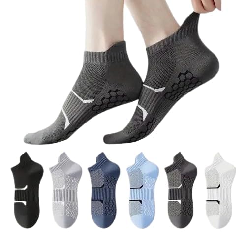 Unisex Cotton Anti-Slip Ankle Socks, Multicolor Pack of 6 Pairs, Breathable Stretchable for Sports, Office, Gym, Travel-picture-51