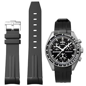 MoonSwatch Speedmaster 20mm Curved Strap – Premium No Gap Silicone, Waterproof Replacement Band Compatible with Omega x Swatch, Rolex, SEIKO – Durable, Comfort Fit for Men & Women