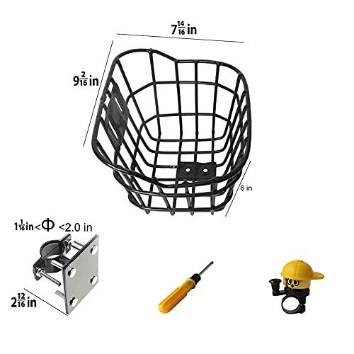 Bike Basket with a Fixed Holder,Kids Small Scooter Tricycle Accessories Kit with Bells Tools,Rust-Resistant Electric Bicycle Front Baskets Accessories for Women and Men - Image 5