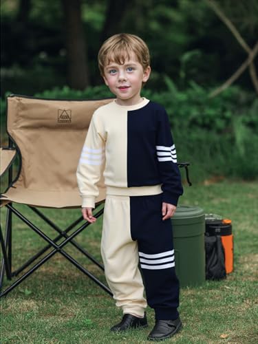 Toddler Boy Sweatsuit Stripe Long Sleeve Pull On Clothes Two Tone Tops and Pants Fall Winter Set