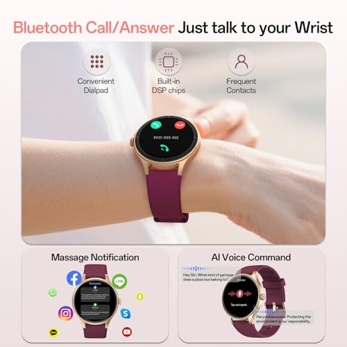 Image of Woneligo Smart Watch,1.57inch AMOLED Touchscreen Fitness Watch for iPhone & Android,Heart Rate /Sp02 /Sleep Monitor,110+ Sport Modes IP68 Waterproof Bluetooth Calls,2 Bands (Purple, 1.27)