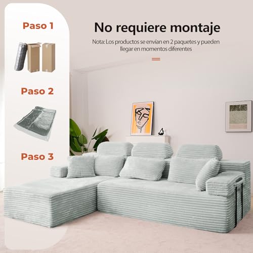 Variante de HOMRELEXA sofa chaise longue barato 276 cm Gris Oscuro