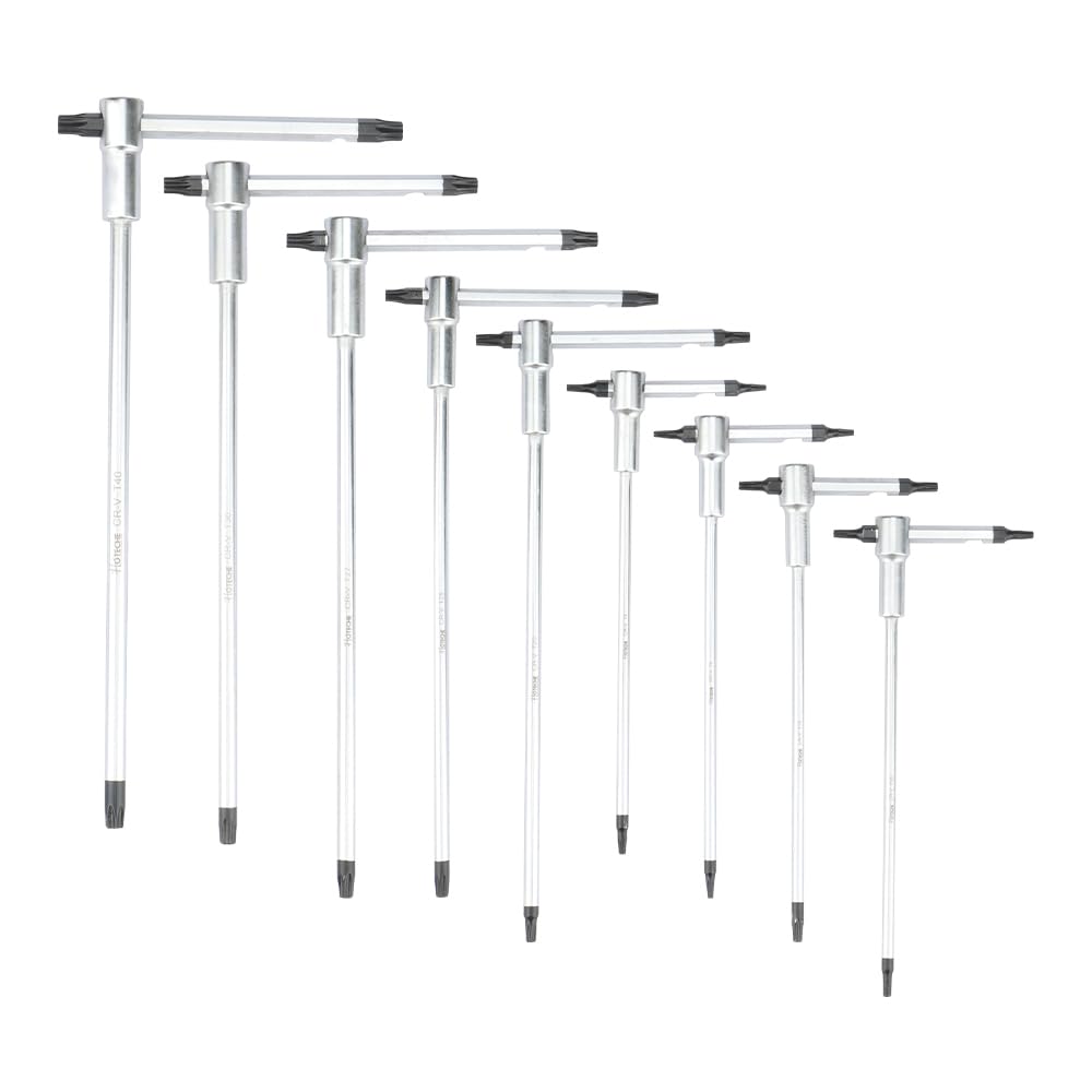 Hoteche Set di 9 chiavi Torx T8-T40 | CRV cromo vanadio | cromato opaco con impugnatura a T