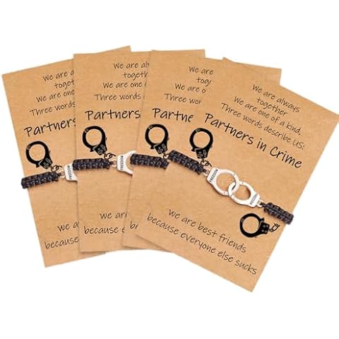 Desimtion Best Friend Valentines Gifts, Best Friend Bracelets for 4 Partners in Crime Gifts Handcuff Matching Friendship BFF Bracelets for 4 Cover
