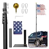 Fanmoss 20FT Telescoping Flag Pole with Tire Mount, RV Telescoping Flag Pole with US Flag, Metal Alloy Clips & Dual Flag Mount, Thickened Aluminum Flag Pole for Truck, Trailer & Tailgating