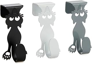Balvi Colgador cajón Curious Cat Color Gris, Blanco y Negro Set de 3 Ganchos para Puerta para Colgar