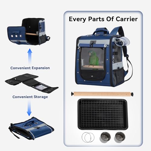 Petsfit Transportadora De Pássaros Com Faixa Anti-Bicadas, Mochila Transportadora De Pássaros Com 2