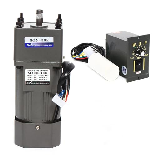 HOARLICN Motoriduttore regolabile, 220 V 0 – 27 RPM AC con regolatore di velocità 50 K, motore elettrico 1 fase con riduttore di velocità