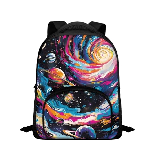 Trippy Galaxy School Backpack for Girls Boys Solar System Backpack for Notebooks Laptop Bottles Reusable Bookbag with Breathable Back Panel 12 Inch Shoulder Bag for School Travel Gifts - Main Image