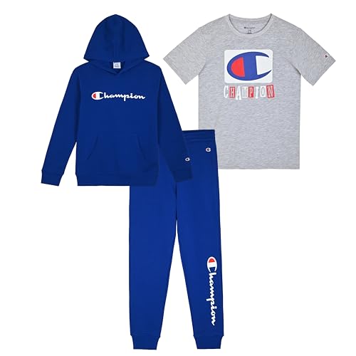 Champion Boys Sweatsuit Set for Kids 3 Piece Boys Hoodie Jogger and Tee Shirt Tracksuit Outfit