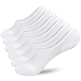 AKOENY No Show Socks Women 6 Pairs for Flats Loafers Sneakers, White, Size 6-9