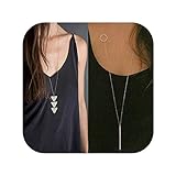 Defiro 2PCS Y Layer Simple Bar Pendant Necklace Center Long Lariat Chain For Women Jewelry With...