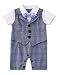 HeMa Island HMD Baby Boy Gentleman White Shirt Bowtie Tuxedo Onesie Jumpsuit Overall Romper with Blue Waistcoat (Grey, 3-6 M)