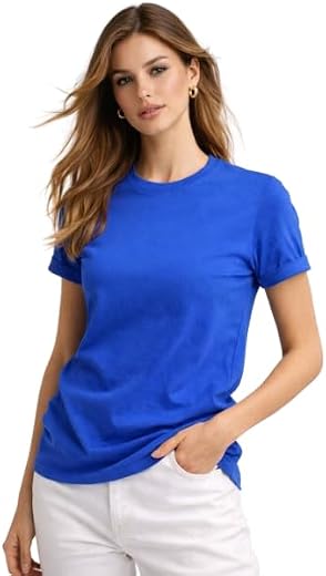 COTTOZ Womens T-Shirt Short Sleeve Casual Tee Soft Stretch Crew Neck Basic Top Lightweight Comfortable Everyday T-Shirt fo...