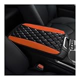 Ohleats Car Center Console Cushion Pad, PU Leather Waterproof Auto Armrest Box Cover Protector, Comfortable Armrest Seat Box Cover Mat, Universal Car Accessories for SUV Truck (Orange)