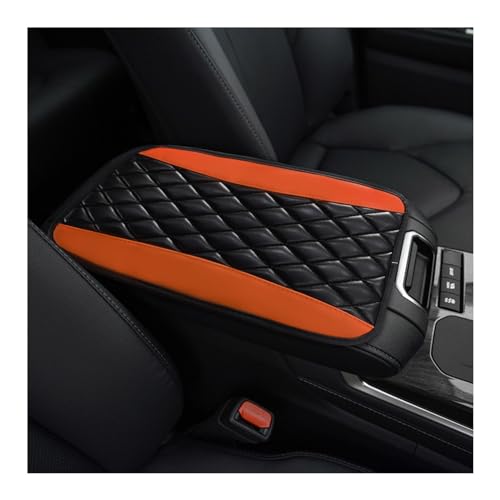 Ohleats Car Center Console Cushion Pad, PU Leather Waterproof Auto Armrest Box Cover Protector, Comfortable Armrest Seat Box Cover Mat, Universal Car Accessories for SUV Truck (Orange)