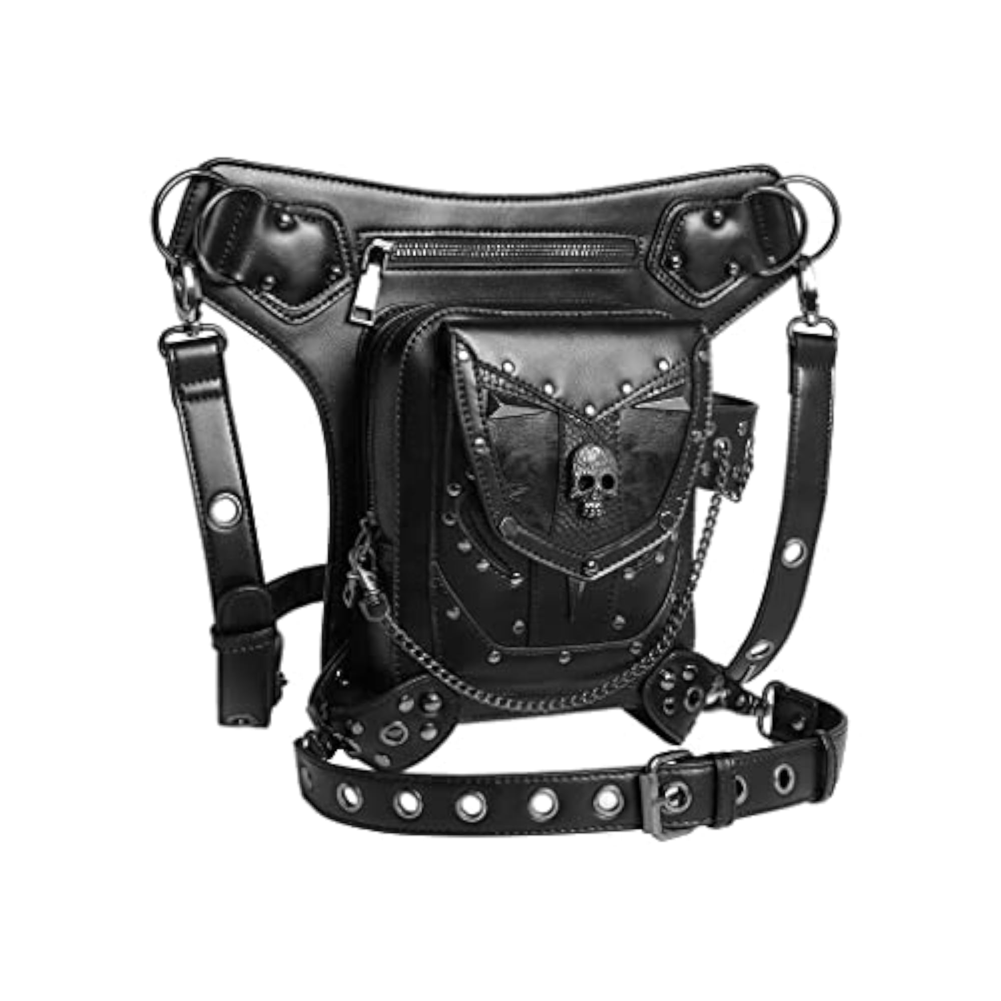 Gothic Steampunk Skull Thigh Hip Belt Bag, Unisex