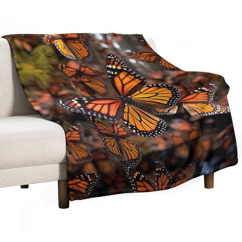 Grande couverture flanelle légère lit canapé imprimé papillons - 2
