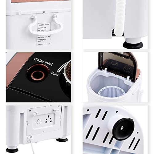 CLIPOP Portable Mini Small Washing Machine and Spin Dryer for Home, 2-in-1 Camping Washing Machine Compact Electric Washer & Drying for Baby Clothes (White, 3 Kg)