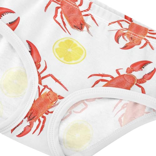 Wusikd Lobsters Girls' Underwear Cotton Lemon Girls Briefs Soft Toddler Underwear 2T4