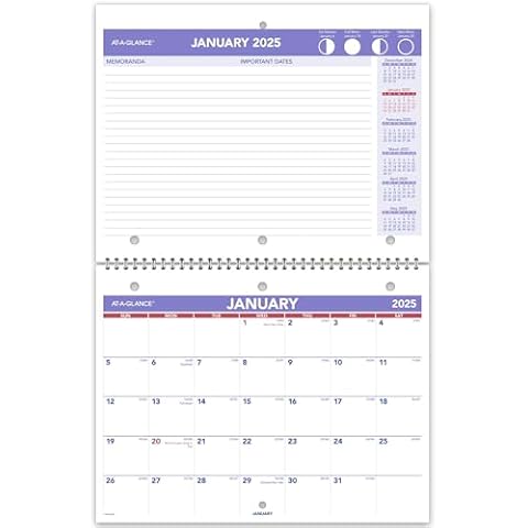 AT-A-GLANCE 2025 Wall Calendar, 8-1/2" x 11", Small, Unruled Blocks, Monthly (PM1702825) Cover