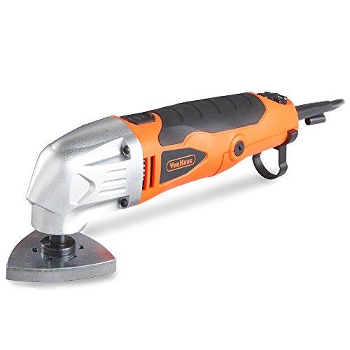 VonHaus 280W Oscillating Multitool - 220-240V Corded Detail Sander, Precision Cutter, Scraper, Grinder - 10,000-21,000 Variable Speed Control - 15pc Accessory Kit with Sanding Pads and Carry Case
