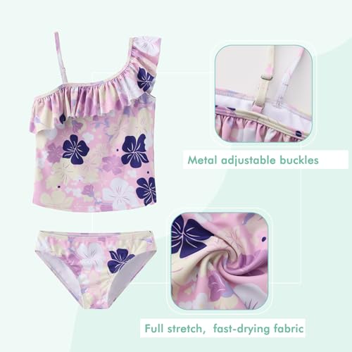 Image of Girls Two Piece Swimsuits Hawaiian Ruffle Tankini Swimwear Bathing Suit Set