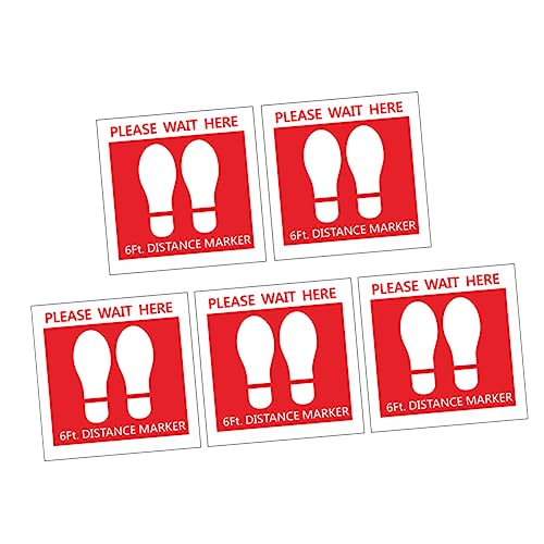 ERINGOGO 5 Pack Distance Keeping Stickers School Mall Safety Decals Self-Adhesive Round PVC Decals for Public Spaces