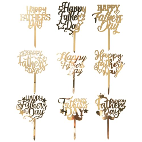 Happy Father's Day Cake Topper Cake topper Acrylic Mirror Cake topper Decorative Party Cake Decoration for Father's Day (9pcs letter)