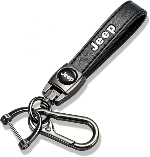 Image of Leather car Keychain Set for Men and Women Family Present Keychain Key Ring Lanyard (Black)