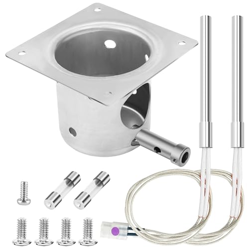 foedo Fire Burn Pot and 2 Hot Rod Ignitor Kit, Heavy Duty Fire Pot and Hot Rod/Grill Igniter with Screws and Fuse, Replacement Parts for Traeger & Pit Boss Wood Pellet Grill Smoker