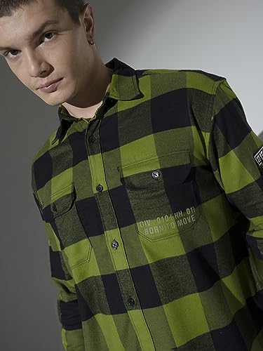 Image of Hubberholme Men's Oversized Checked Full Sleeve Flannel Shirt