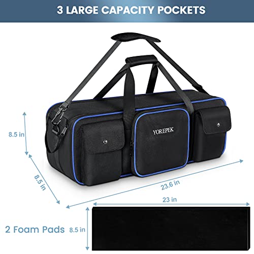 YOREPEK Tripod Carrying Case Bag 23.6\", Heavy-Duty Light Stand Bag with 2 Protective Pads, Photo Studio Equipment Case for Tripods Manfrotto, Monopods, Speaker Stands, Photography Equipment, Travel