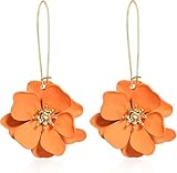 Pendientes de Flores,Pendientes de Mujer,Pendientes Colgantes De Flores Bohemias,Grandes Florales para Fiestas, Bodas, Accesorios Diarios (Naranja)