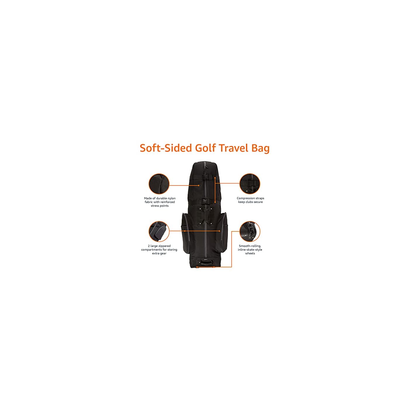 Amazon Basics SoftSided Golf Travel Bag Pro Shop Style